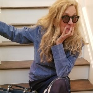 Bernardo Blue Suede Jacket, Medium, $45